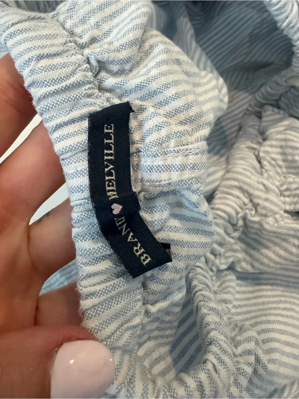Brandy Melville Light Blue Seersucker Jogger Pants